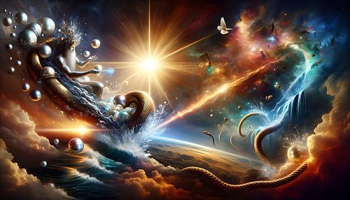 Conceptuele kunst van het ontstaan van het universum