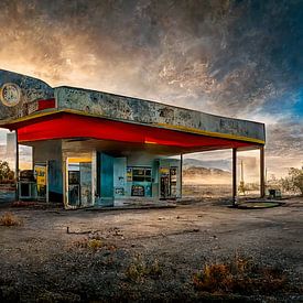 Abandoned gas station from the fifties along the side of Route 66 by Harry Anders