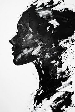 Zwart-wit silhouet van de ziel van Poster Art Shop