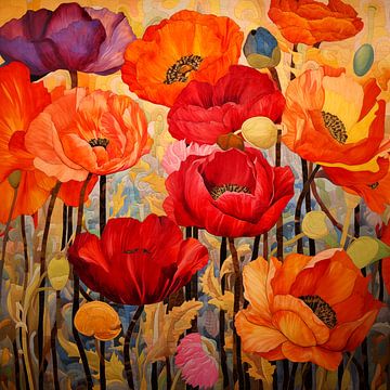 Colourful poppies by Carla van Zomeren