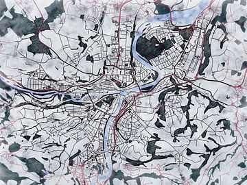 Kaart van Steyr in de stijl 'White Winter' van Maporia
