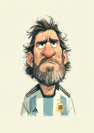 Melancholic Football Caricature Portrait – Expressive Sketch Illustration