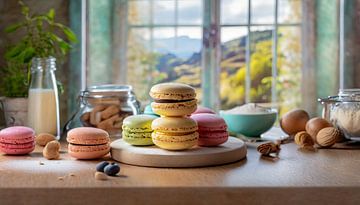 Macarons colorés dans la cuisine