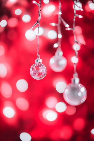 Christmas decorations against a red background by Poster Art Shop