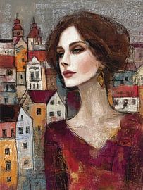 Allgäu Alps woman painting | Woman’s portrait by Abstract Painting