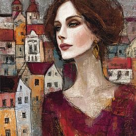 Allgäu Alps woman painting | Woman’s portrait by Abstract Painting