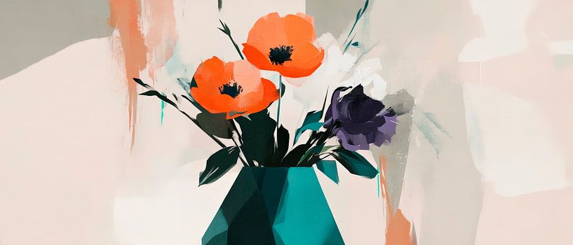 Colourful flowers in modern style - watercolour by Poster Art Shop