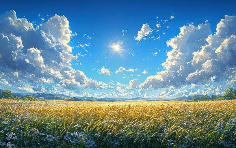 Champs d'or sous un ciel radieux par Hikmah Hidahasbi