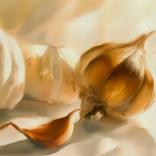 Stilleven met knoflook No.02 | 50 tinten Beige