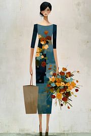 surrealistic portrait of a woman with flowers by Egon Zitter