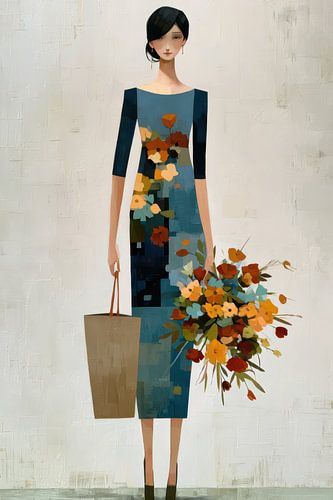 surrealistisch portret vrouw met bloemen