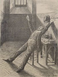 Maximilien Luce, In de cel [Félix Fénéon in de gevangenis], lithografie uit het boek van Jules Vallè van Atelier Liesjes