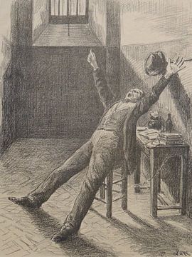 Maximilien Luce, In der Zelle [Félix Fénéon im Gefängnis], Lithographie nach dem Buch von Jules Vall
