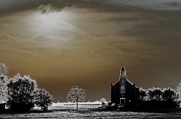 Schets van het kleine kerkje onder de koperen hemel van Ruud Otter