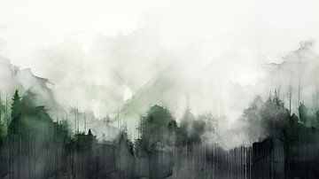 Minimalist Mountain Art - Impression d'art à l'aquarelle