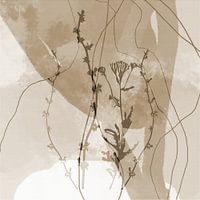 Abstract Retro Botanisch. Bloemen, planten en bladeren in beige en bruin