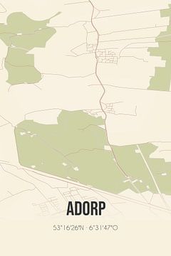 Vintage landkaart van Adorp (Groningen) van MijnStadsPoster