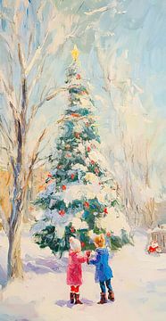 Kersttafereel | Sneeuw Kerstfeest van De Mooiste Kunst