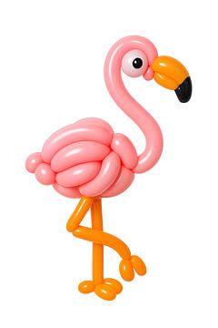 Balloon art of a flamingo.