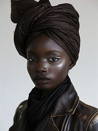 African woman wearing black turban by haroulita