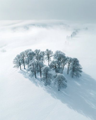 Paysage hivernal vu d'en haut