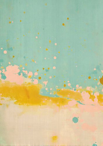 Abstracte compositie: turkoois, geel, roze van Niklas Maximilian