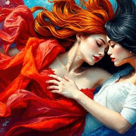 Vrouwen in de stilte van het water - Een ontmoeting tussen twee vrouwen tussen vertrouwen, loslaten en drijvende intimiteit van AidasignArt