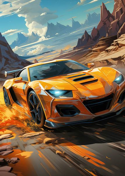 Orangefarbener Rallye-Sportwagen von John Dan