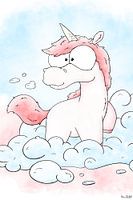 Illustration Einhorn in den Wolken