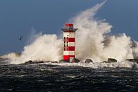 Power of the North Sea against the lighthouse