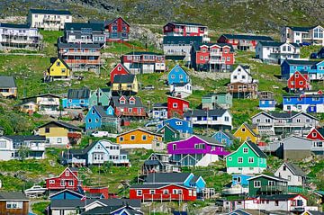 Colourful houses in South Greenland by Reinhard  Pantke