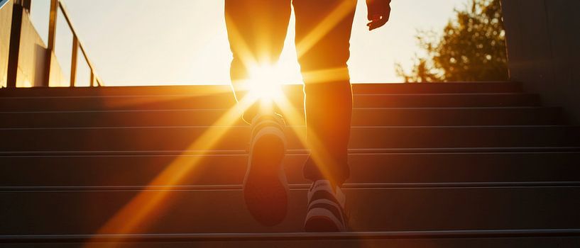 Aufstieg ins Licht – Sonnenschein &amp; Schritte von Poster Art Shop