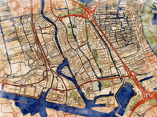 Kaart van Zaandam in de stijl 'Serene Summer'