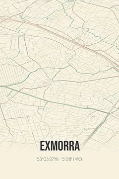 Vintage landkaart van Exmorra (Fryslan) van Rezona
