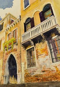 Balkon in Venedig | Aquarellmalerei
