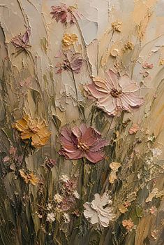 Warm Impasto Meadow Wildflowers