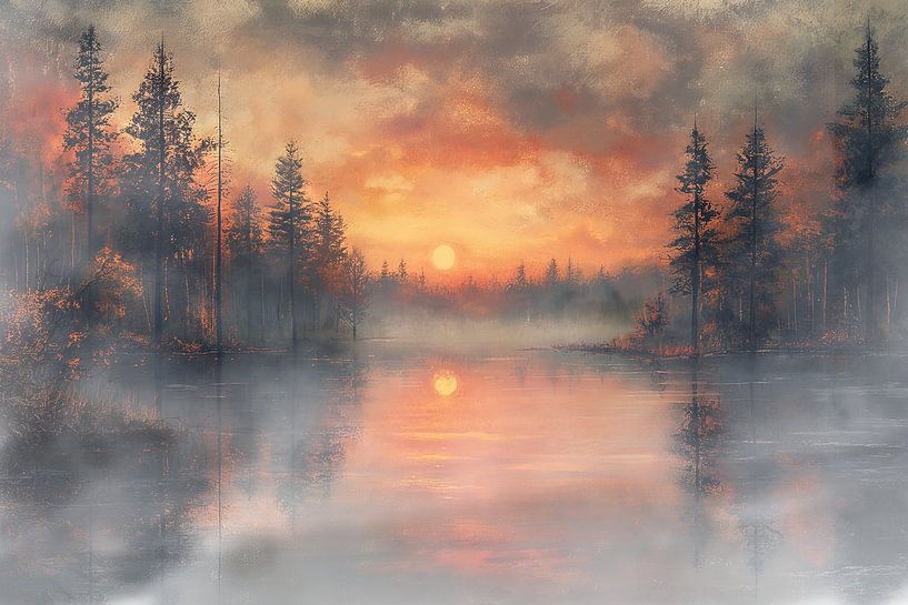 a beautifully quiet and serene lake among the trees by Margriet Hulsker
