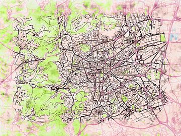 Kaart van Clermont-Ferrand in de stijl 'Soothing Spring' van Maporia