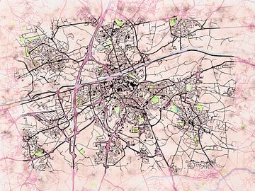 Kaart van Perpignan in de stijl 'Soothing Spring' van Maporia