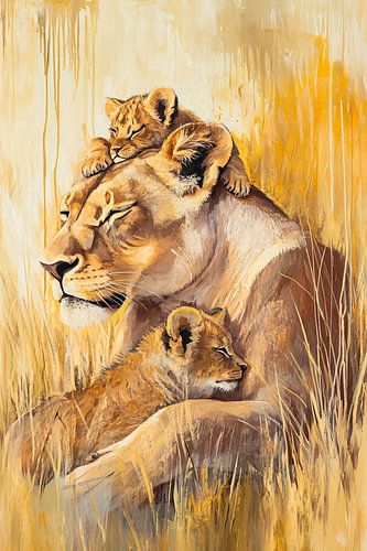 Lionne avec ses petits
