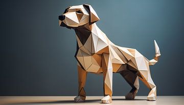 Origami dog light brown panorama sur TheXclusive Art
