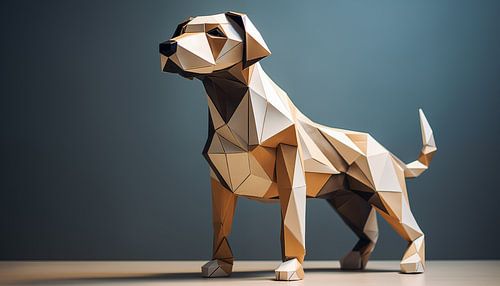 Origami dog light brown panorama