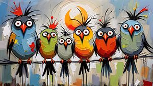 Kleurrijke abstracte vogels in speels patroon