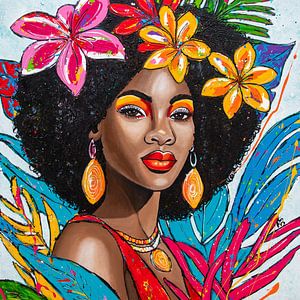 Femme colorée des Caraïbes sur Happy Paintings