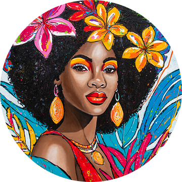 Kleurrijke Caribische vrouw van Happy Paintings