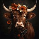 Bruin vee met bloemdecoratie van YArt thumbnail