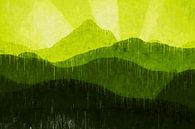 Groene bergen in de opkomende zon van Arjen Roos thumbnail