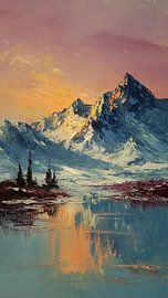 Rustige zonsondergang boven majestueuze sneeuw