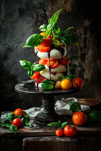 Frische Caprese-Torte mit Basilikum von Poster Art Shop