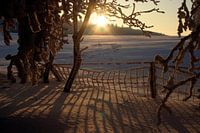 Sunset in the Rhön on the Kreuzberg in winter